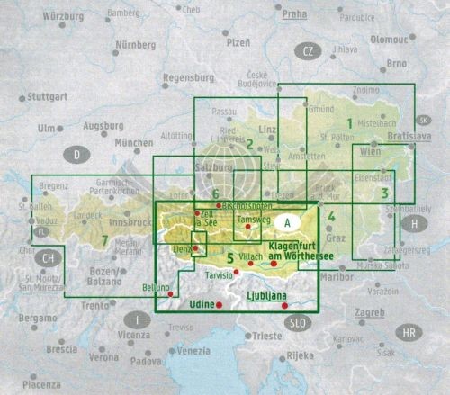 Karyntia, Tyrol wschodni 1:200 000. Mapa samochodowo-turystyczna wydawnictwa Freytag & Berndt. Zasięg