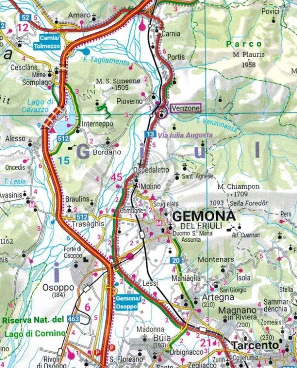 Karyntia, Tyrol wschodni 1:200 000. Mapa samochodowo-turystyczna wydawnictwa Freytag & Berndt. Fragment 1