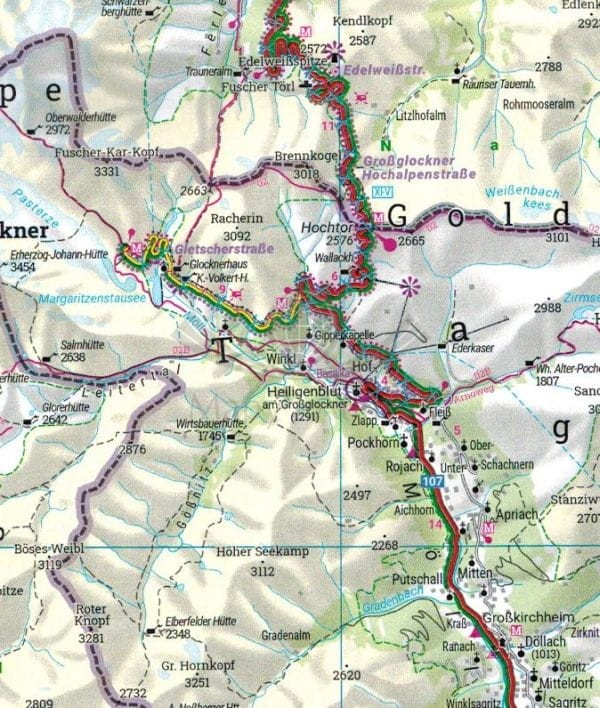 Karyntia, Tyrol wschodni 1:200 000. Mapa samochodowo-turystyczna wydawnictwa Freytag & Berndt. Fragment 2