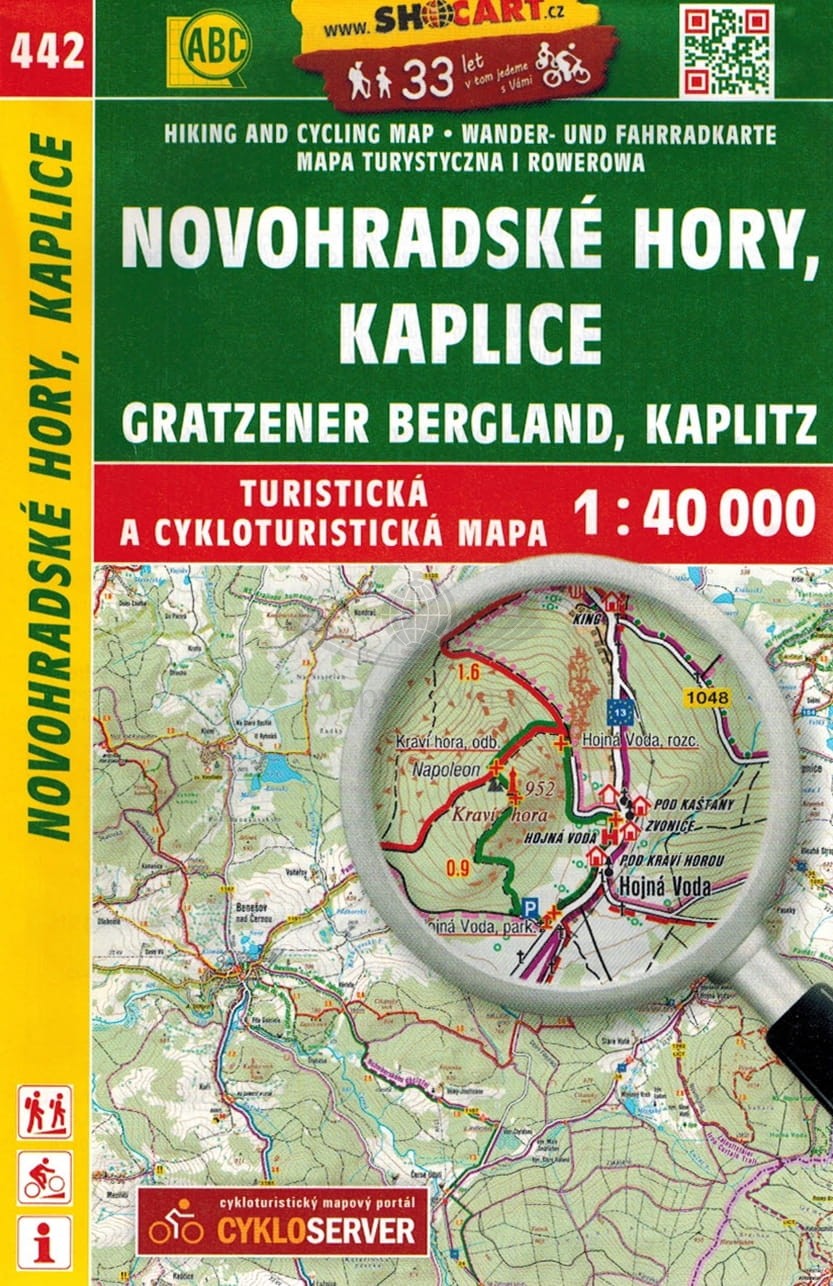 Góry Nowohradzkie / Novohradske Hory, Kaplice. Mapa turystyczna 442. Shocart