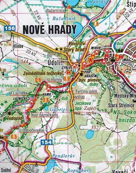 Góry Nowohradzkie / Novohradske Hory, Kaplice. Mapa turystyczna 442 wydawnictwa Shocart. Fragment 2