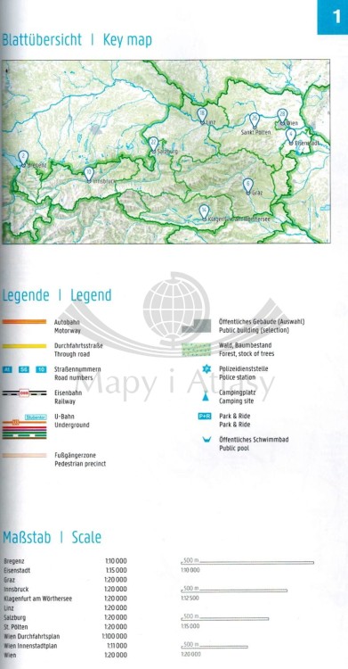 Austria 1:150 000. Atlas samochodowy wydawnictwa Freytag & Berndt. Przykładowa strona