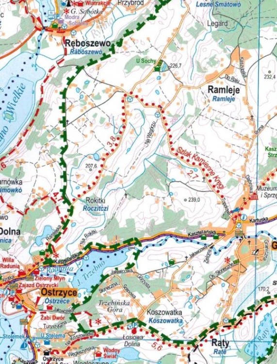 Kaszubski Park Krajobrazowy 1:50 000 / Kaszuby. Mapa turystyczna wydawnictwa Cartomedia. Fragment 1