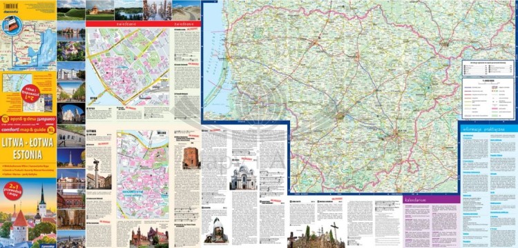 Litwa, Łotwa, Estonia 2 w 1. Laminowana mapa turystyczna + Miniprzewodnik wydawnictwa ExpressMap. Pierwsza strona