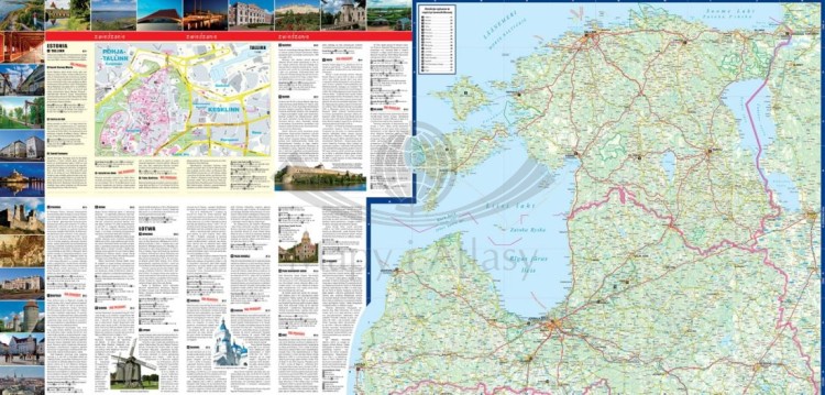 Litwa, Łotwa, Estonia 2 w 1. Laminowana mapa turystyczna + Miniprzewodnik wydawnictwa ExpressMap. Druga strona