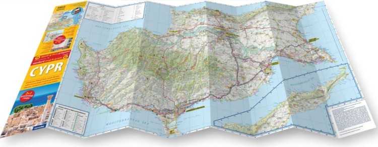 Cypr 2 w 1. Laminowana mapa turystyczna + Miniprzewodnik wydawnictwa ExpressMap. Składanie mapy