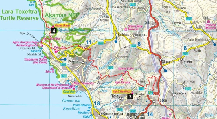 Cypr 2 w 1. Laminowana mapa turystyczna + Miniprzewodnik wydawnictwa ExpressMap. Fragment 1