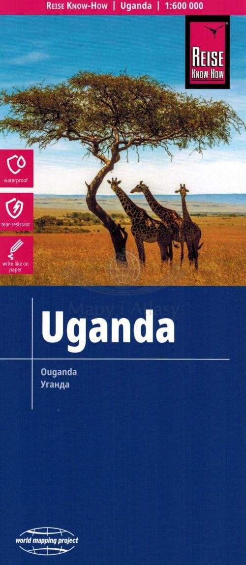 Uganda 1:600 000. Wodoodporna mapa samochodowa. Reise Know-How