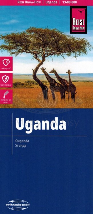 Uganda 1:600 000. Wodoodporna mapa samochodowa wydawnictwa Reise Know-How. Okładka