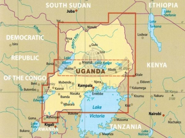 Uganda 1:600 000. Wodoodporna mapa samochodowa wydawnictwa Reise Know-How. Zasięg