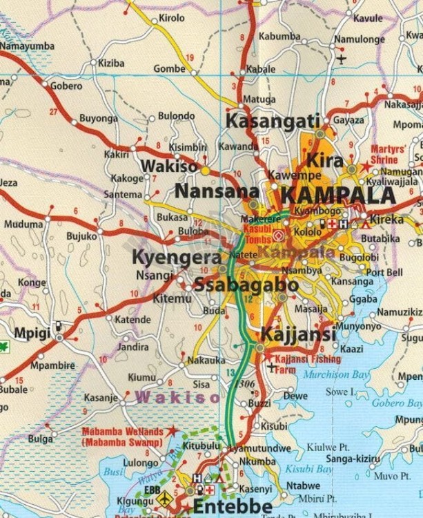 Uganda 1:600 000. Wodoodporna mapa samochodowa wydawnictwa Reise Know-How. Fragment 3