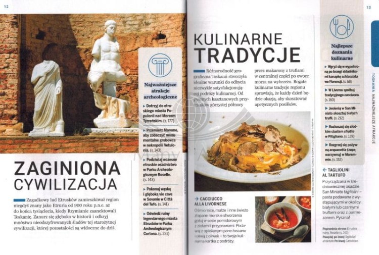Przewodnik po Toskanii wydawnictwa Lonely Planet. Przykładowe strony 1