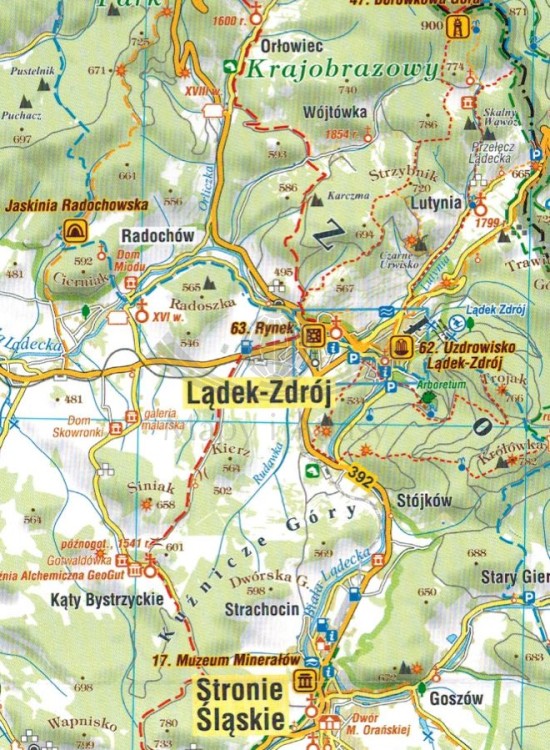 Ziemia Kłodzka 1:100 000. Mapa atrakcji turystycznych wydawnictwa Compass. Fragment 2