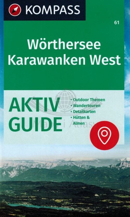 Worthersee, Karawanken West. Wodoodporna mapa turystyczna 61 wydawnictwa Kompass. Informator - okładka