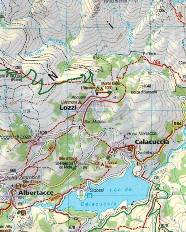 Korsyka, część północna. Zestaw trzech map turystycznych 2250 wydawnictwa Kompass. Mapa 3 - fragment 1