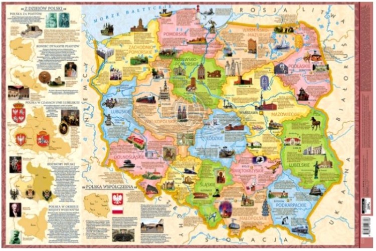 Polska regiony. Mapa historyczna, podkładka na biurko wydawnictwa Demart.