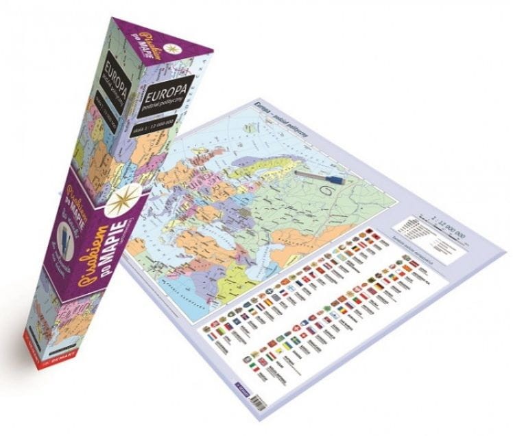 Europa. Laminowana mapa polityczna. Pisakiem po mapie wydawnictwa Demart.