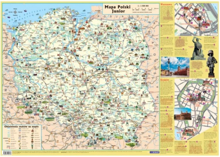 Polska. Laminowana mapa turystyczna. Pisakiem po mapie wydawnictwa Demart.