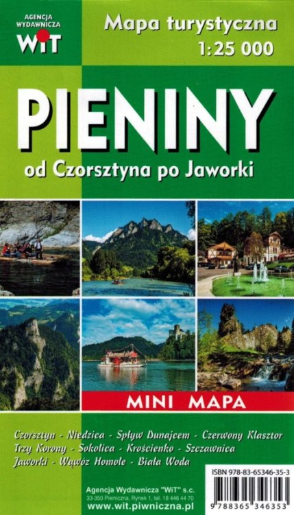 Pieniny od Czorsztyna po Jaworki. Laminowana mini mapa turystyczna wydawnictwa Wit. Okładka