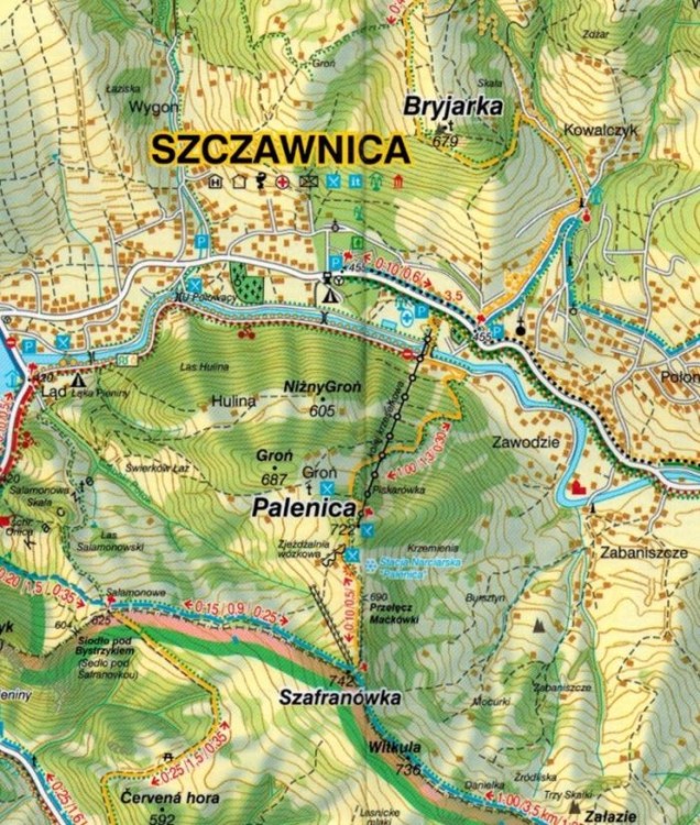 Pieniny od Czorsztyna po Jaworki. Laminowana mini mapa turystyczna wydawnictwa Wit. Fragment  1