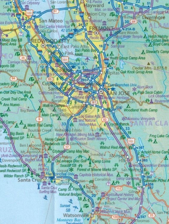 Wybrzeże Pacyfiku. Mapa samochodowo-turystyczna. Wydawnictwa ITMB. Fragment 1