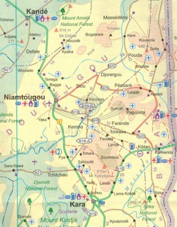 Togo i Benin 1:530 000. Mapa samochodowo-turystyczna wydawnictwa ITMB. Fragment 1