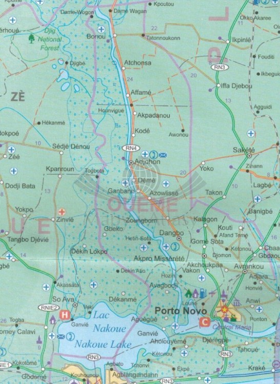 Togo i Benin 1:530 000. Mapa samochodowo-turystyczna wydawnictwa ITMB. Fragment 2