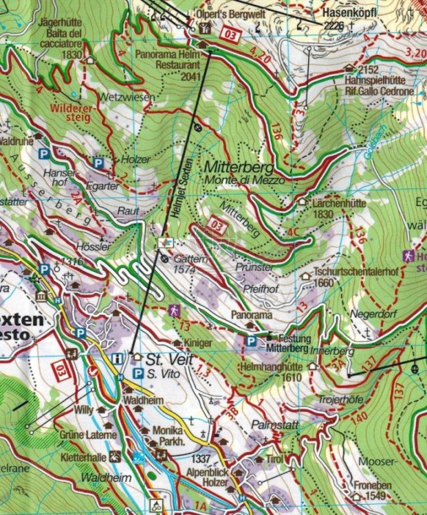 Sextner Dolomiten Hochpustertal. Dolomiti di Sesto, Alta Pusteria. Wodoodporna mapa turystyczna 625 wydawnictwa Kompass. Fragment 1