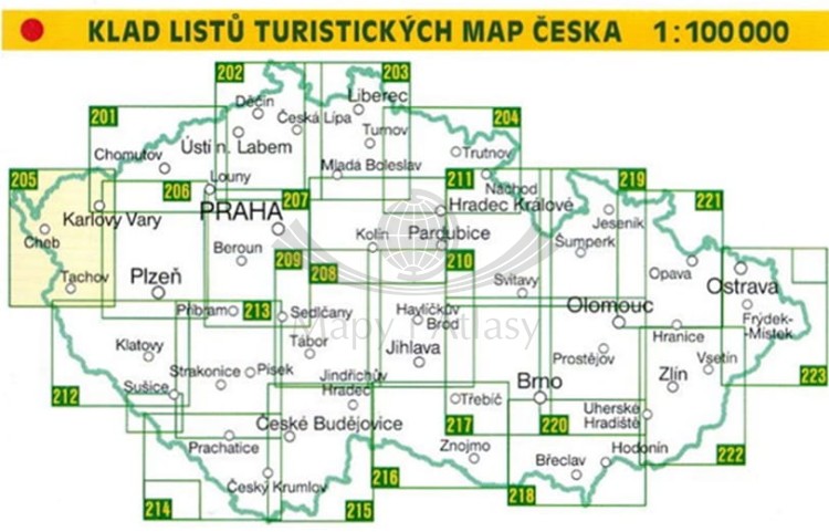 Zachodnioczeskie Uzdrowiska, Las Sławkowski, Tachovsko / Zapadoceske Lazne, Slavkovsky Les. Mapa turystyczna 205 wydawnictwa Shocart. Pozostałe publikacje