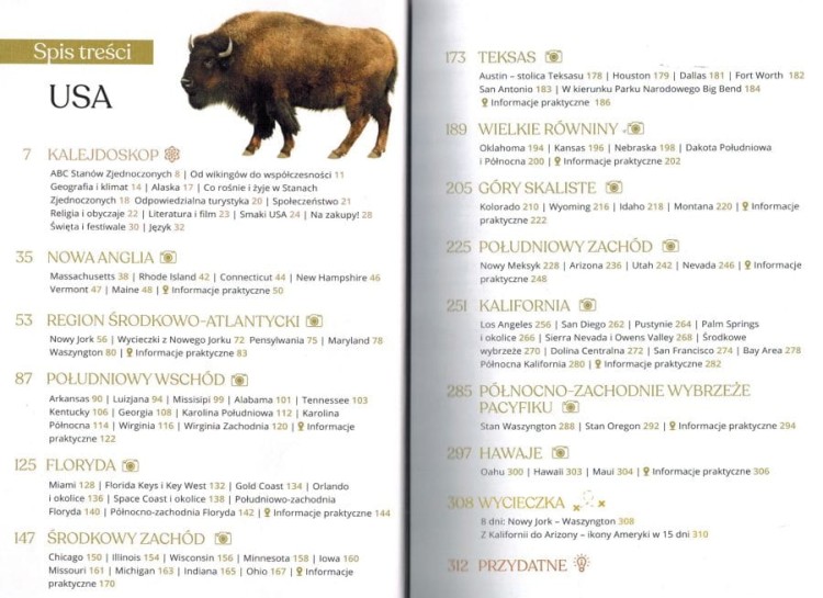 USA. Przewodnik. Złota Seria wydawnictwa Pascal. Spis treści