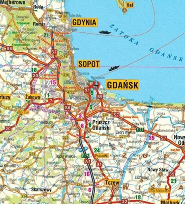 Polska 1:650 000. Mapa samochodowo-krajoznawcza wydawnictwa Galileos. Fragment 1