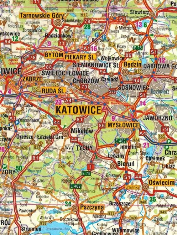 Polska 1:650 000. Mapa samochodowo-krajoznawcza wydawnictwa Galileos. Fragment 2