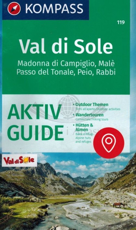 Val di Sole. Madonna di Campiglio - Male - Passo del Tonale - Peio - Rabbi. Mapa turystyczna 119 wydawnictwa Kompass. Informator - okładka