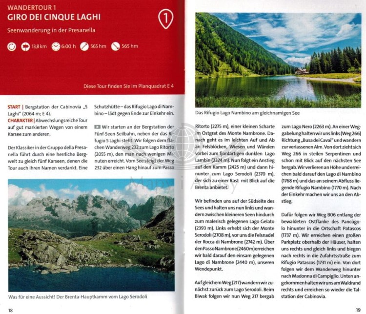 Val di Sole. Madonna di Campiglio - Male - Passo del Tonale - Peio - Rabbi. Mapa turystyczna 119 wydawnictwa Kompass. Informator - przykładowe strony 1
