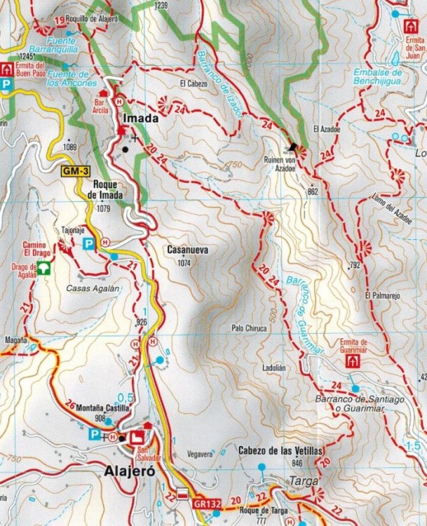 La Gomera 1:30 000. Mapa turystyczna 231 wydawnictwa Kompass. Fragment 1