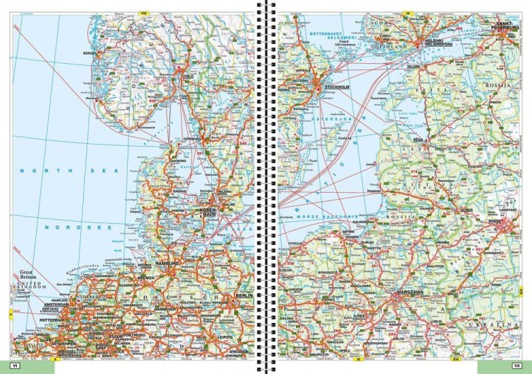 Europa 1:800 000. Atlas samochodowo-turystyczny wydawnictwa Marco Polo. Przykładowy arkusz 1