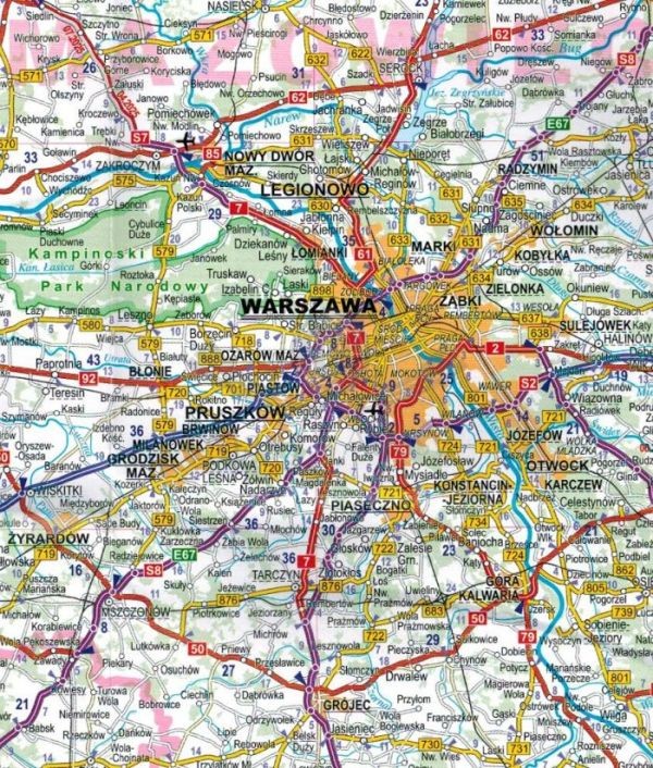 Polska 1:700 000. Mapa samochodowa wydawnictwa ExpressMap. Fragment 1