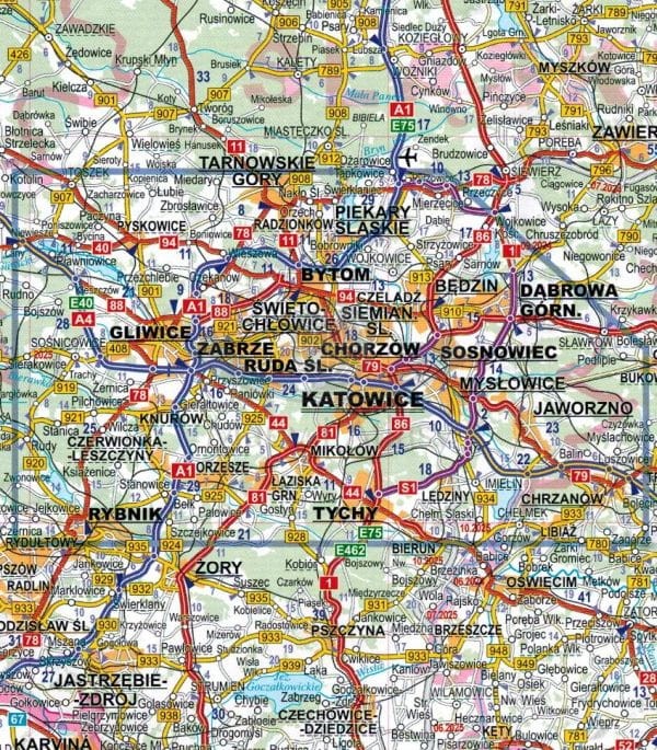 Polska 1:700 000. Mapa samochodowa wydawnictwa ExpressMap. Fragment 2