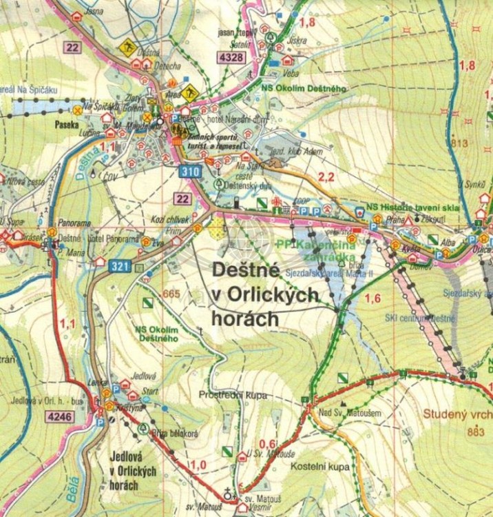 Orlicke Hory / Góry Orlickie. Wodoodporna mapa turystyczna 9 wydawnictwa Geodezie On Line. Fragment 1