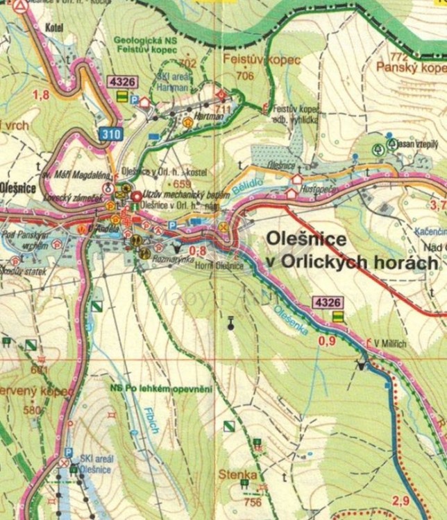 Orlicke Hory / Góry Orlickie. Wodoodporna mapa turystyczna 9 wydawnictwa Geodezie On Line. Fragment 2