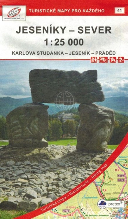Jeseniky Sever / Jesioniki północne. Wodoodporna mapa turystyczna 41 wydawnictwa Geodezie On Line. Okładka