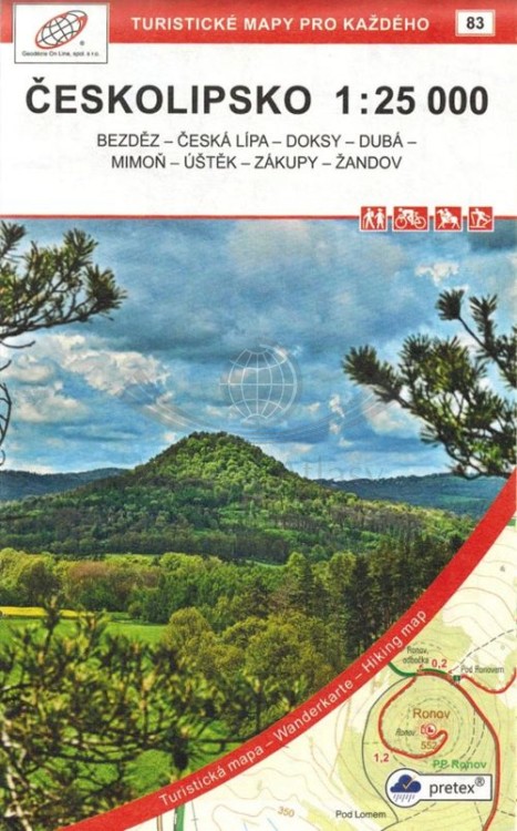 Ceskolipsko 1:25 000. Wodoodporna mapa turystyczna 83 wydawnictwa Geodezie On Line. Okładka