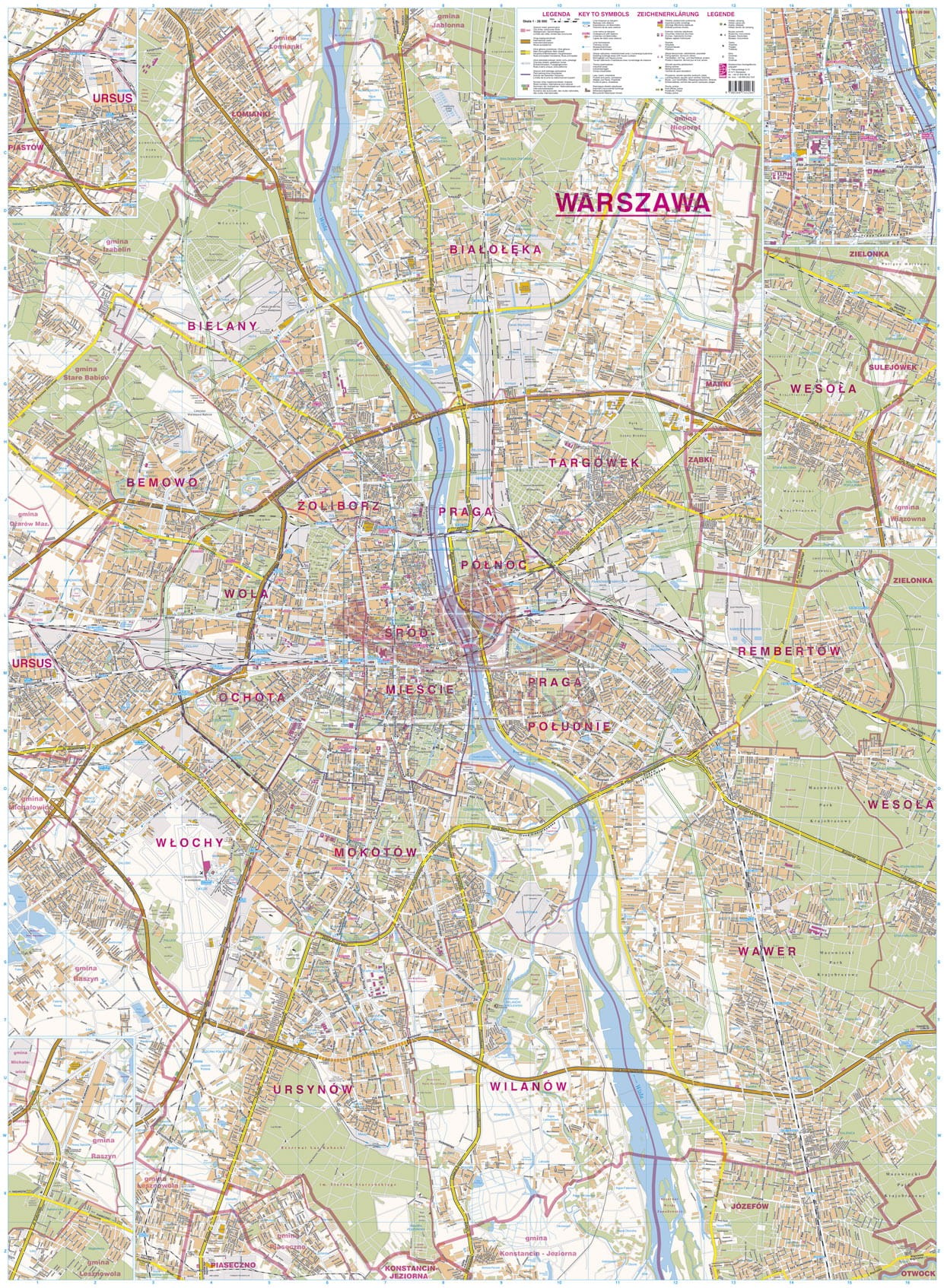Warszawa 1:26 000. Mapa ścienna / Plan miasta