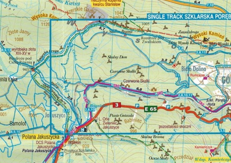Karkonosze, Góry Izerskie. Mapa rowerowa wydawnictwa Galileos. Fragment 1