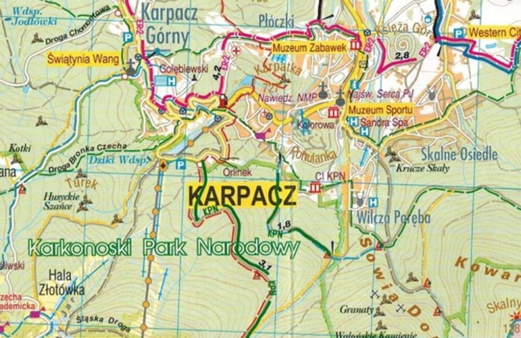 Karkonosze, Góry Izerskie. Mapa rowerowa wydawnictwa Galileos. Fragment 2