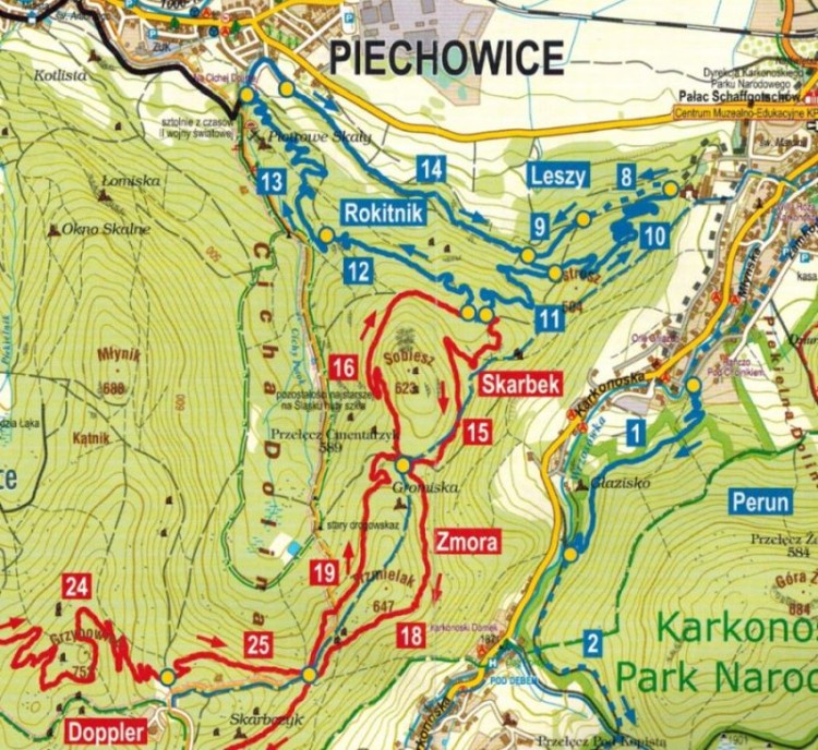 Karkonosze, Góry Izerskie. Mapa rowerowa wydawnictwa Galileos. Fragment 3