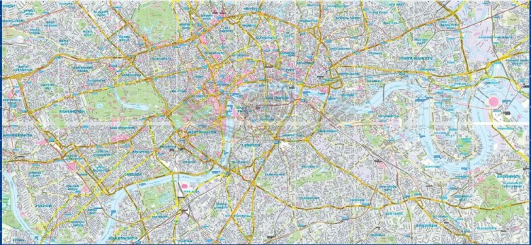 Londyn 1:17 500. Laminowana mapa / Plan miasta. Wydawnictwa Expressmap. Druga strona