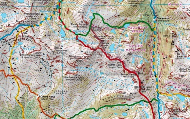 Pirin (Piryn) 1:50 000. Mapa turystyczna wydawnictwa Domino. Fragment 1