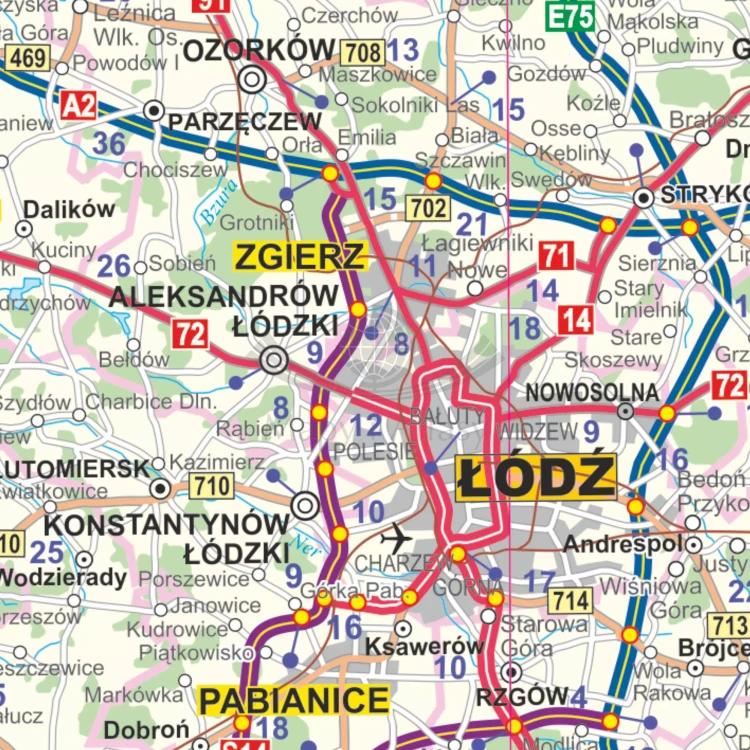Polska 1:350 000. Arkusz, mapa ścienna drogowa wydawnictwa ArtGlob. Fragment 1