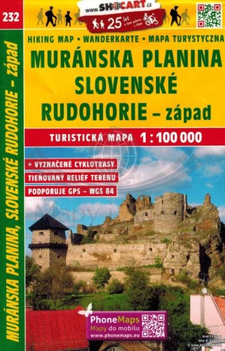 Murańska Płanina, Rudawy Słowackie - zachód. Mapa turystyczna 232 wydawnictwa Shocart. Okładka